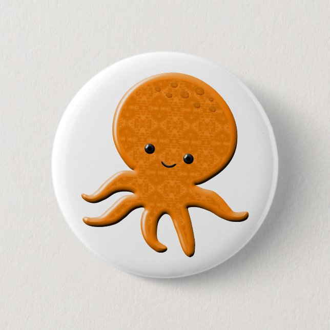 Cute Shiny Octopus Cartoon Button (Front)