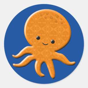 Cute Shiny Octopus Cartoon Classic Round Sticker