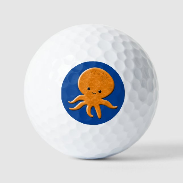 Cute Shiny Octopus Cartoon Golf Balls (Front)