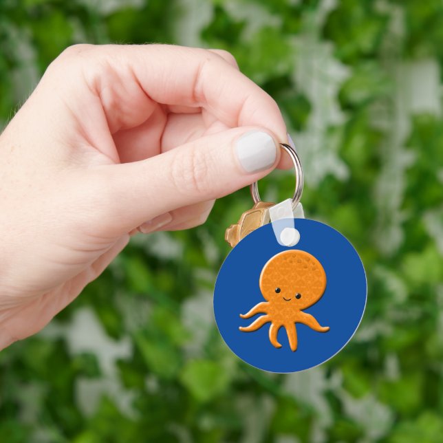 Cute Shiny Octopus Cartoon Keychain (Hand)