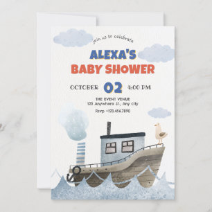 Cute ship baby shower invitation