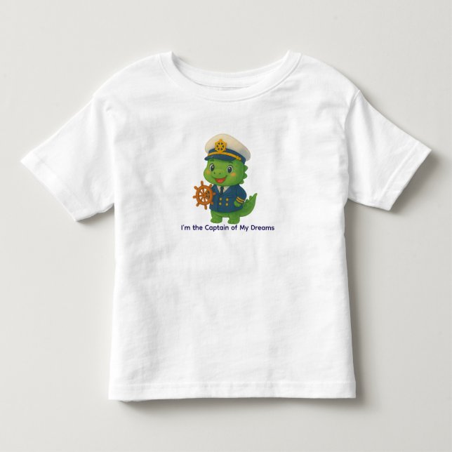 Cute Ship Captain Dinosaur – Dino Jobs Toddler T-shirt (Front)