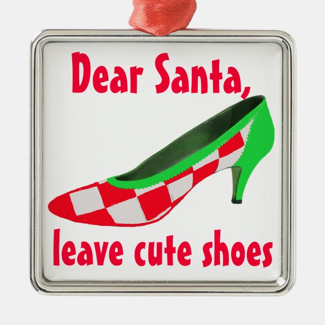 Cute Shoes Letter to Santa Clause Metal Ornament (Front)