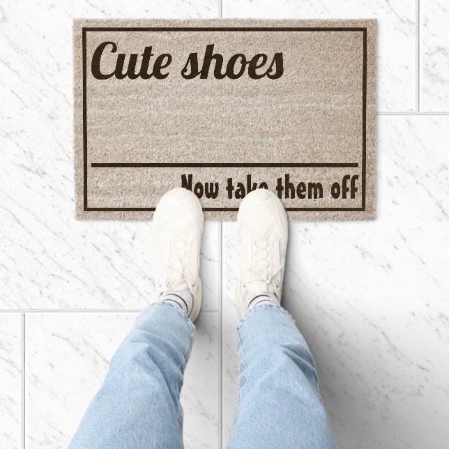 Cute shoes now take them off fiber doormat (Insitu)