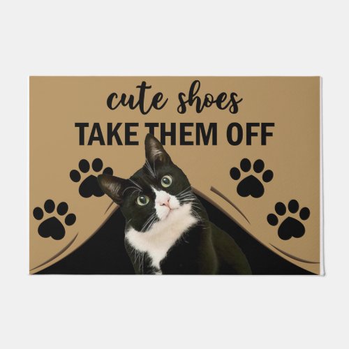 Cute Shoes Take Them Off  Funny Cat Doormat