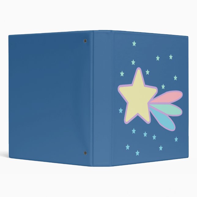 Cute Shooting Star Comet 3 Ring Binder (Background)