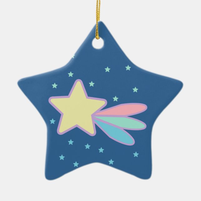 Cute Shooting Star Comet Ceramic Ornament (Front)