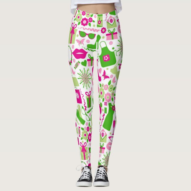 Cute Shopping Accessories Leggings (Front)