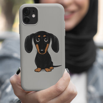 Cute Short Haired Black And Tan Dachshund Iphone 15 Pro Max Case by jennsdoodleworld at Zazzle