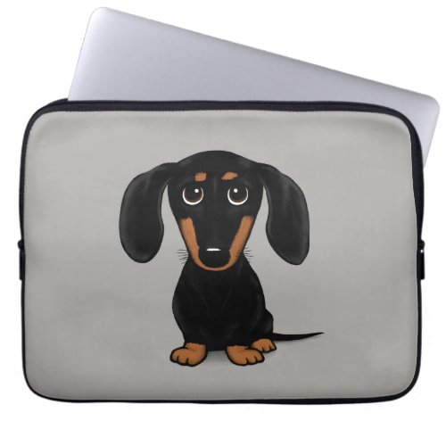 Cute Short Haired Black and Tan Dachshund Laptop Sleeve