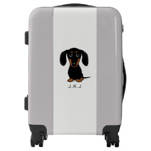 Cute Short Haired Black and Tan Dachshund Luggage