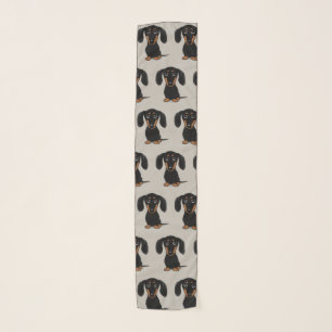 Cute Short Haired Black and Tan Dachshund Pattern Scarf