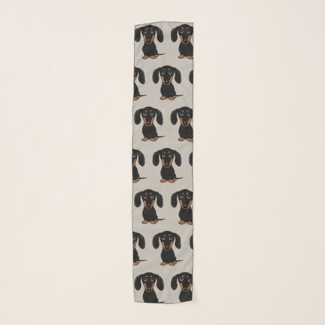 Cute Short Haired Black and Tan Dachshund Pattern Scarf (Front)