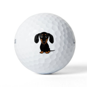 Cute Shorthaired Black and Tan Dachshund Dog Golf Balls