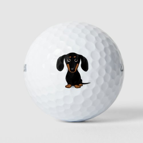 Cute Shorthaired Black and Tan Dachshund Dog Golf Balls