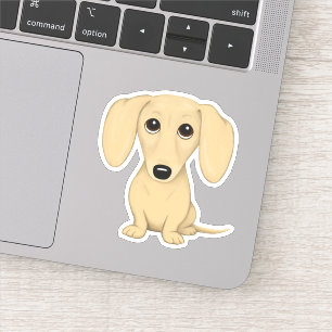 Cute Shorthaired Cream Dachshund Cartoon Dog Sticker