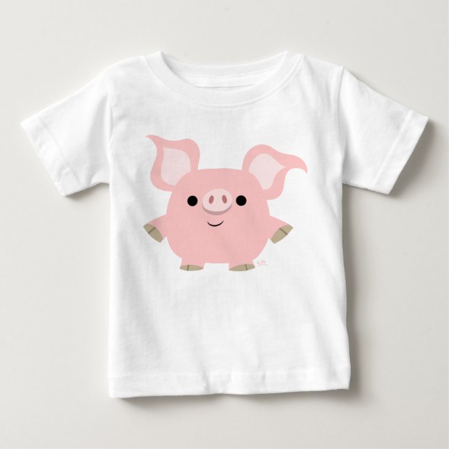 Cute Shorty Cartoon Pig Baby T-Shirt (Front)
