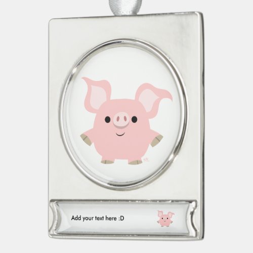 Cute Shorty Cartoon Pig Banner Ornament