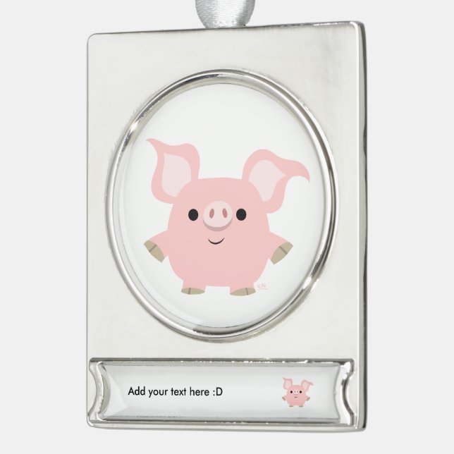 Cute Shorty Cartoon Pig Banner Ornament (Left)