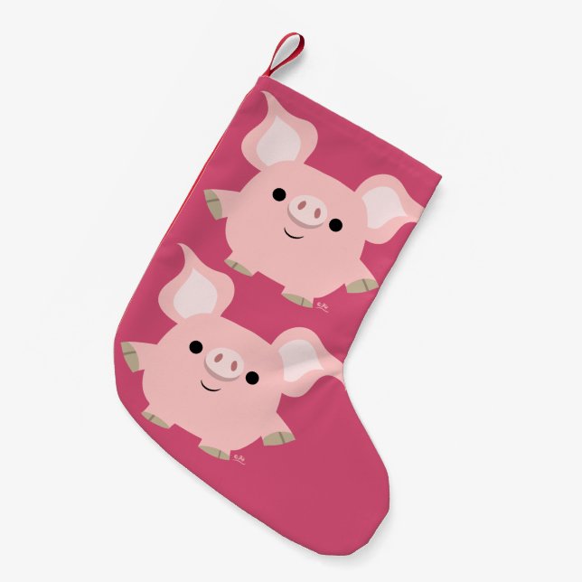 Cute Shorty Cartoon Pig Christmas Stocking (Front (Hanging))