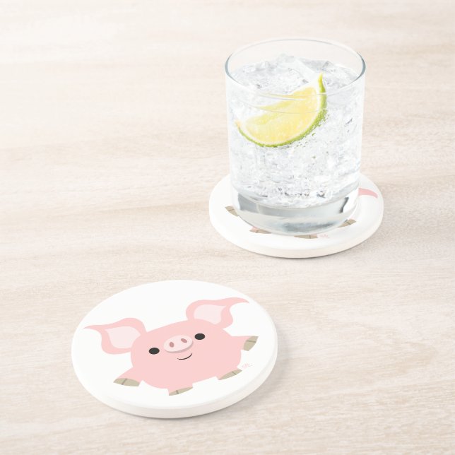 Cute Shorty Cartoon Pig Coaster (Side)