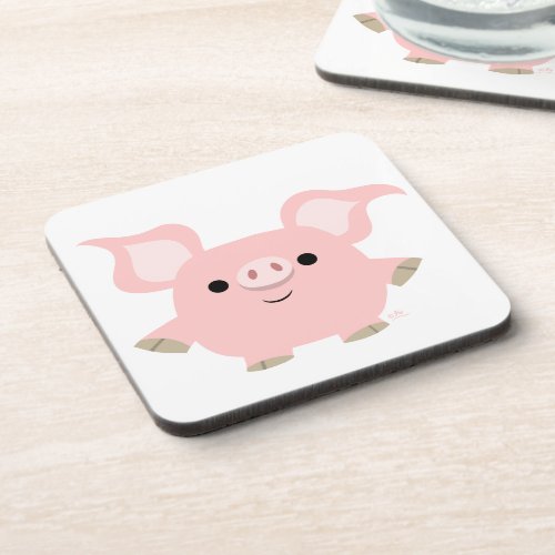 Cute Shorty Cartoon Pig Coasters Set