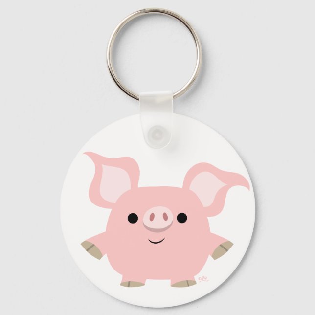Cute Shorty Cartoon Pig Keychain (Front)