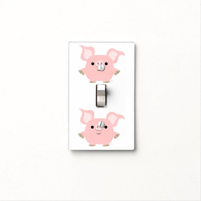 Cute Shorty Cartoon Pig Light Switch Cover (In Situ)