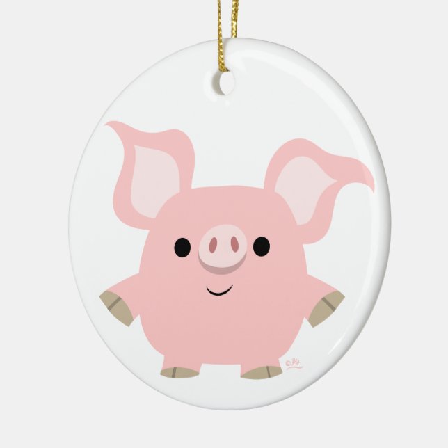 Cute Shorty Cartoon Pig Ornament (Left)
