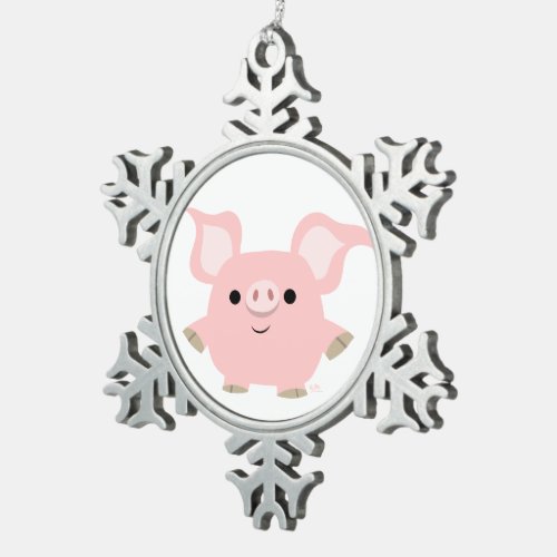 Cute Shorty Cartoon Pig Pewter Ornament