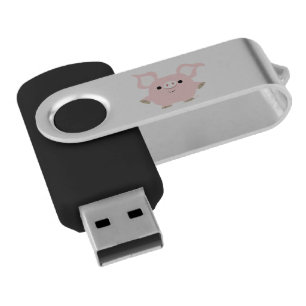 Cute Shorty Cartoon Pig Swivel USB Stick Flash Drive