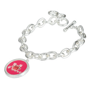 Cute Shouting Cartoon Pigs Charm Bracelet