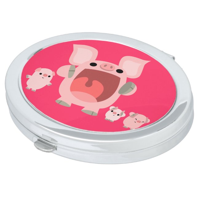 Cute Shouting Cartoon Pigs Compact Mirror (Turned)