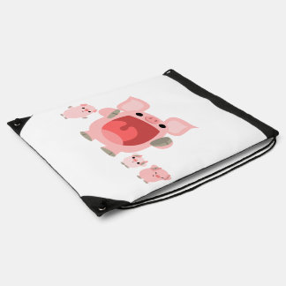 Cute Shouting Cartoon Pigs Drawstring Backpack