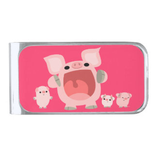 Cute Shouting Cartoon Pigs Money Clip