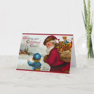 Cute Showing Santa My House Christmas Card