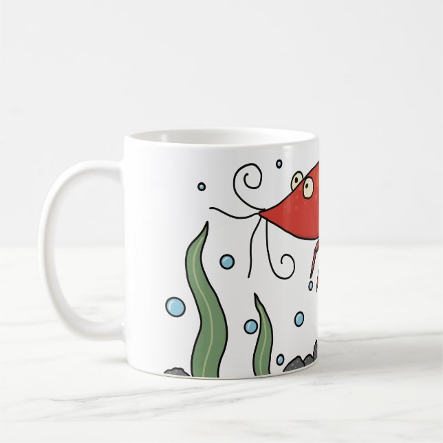 Cute Shrimp Mug With Underwater Scene (Left)