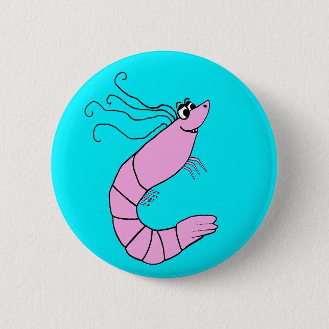 Cute Shrimp Pinback Button (Front)