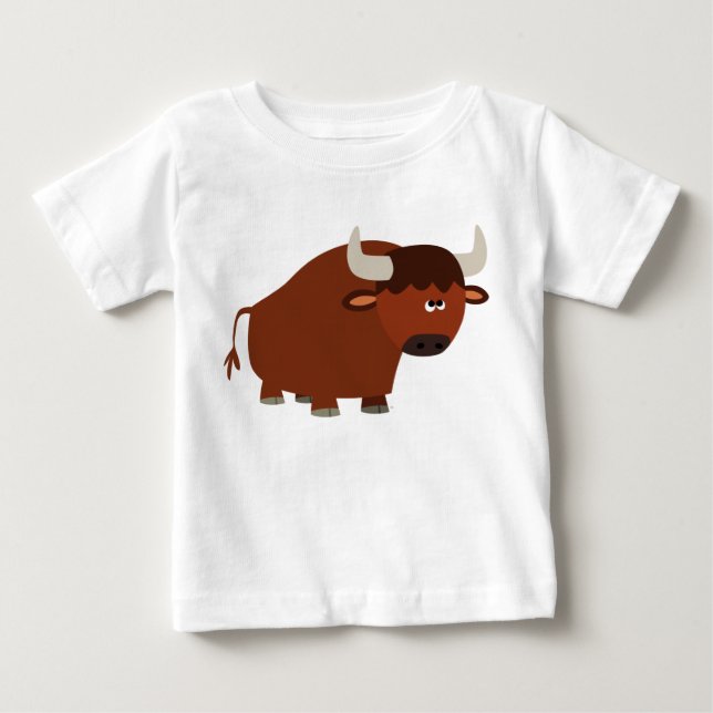 Cute Shy Cartoon Bull Baby T-Shirt (Front)