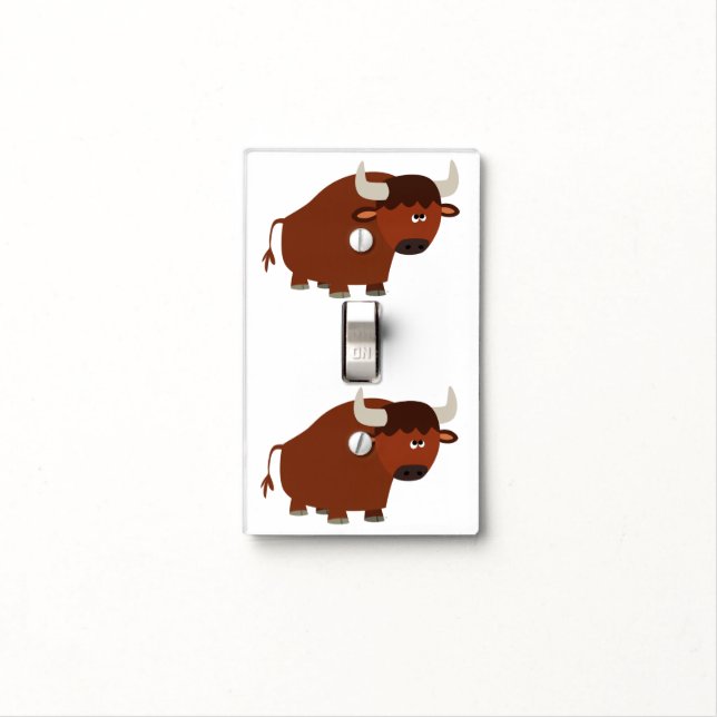 Cute Shy Cartoon Bull Light Switch Cover (In Situ)