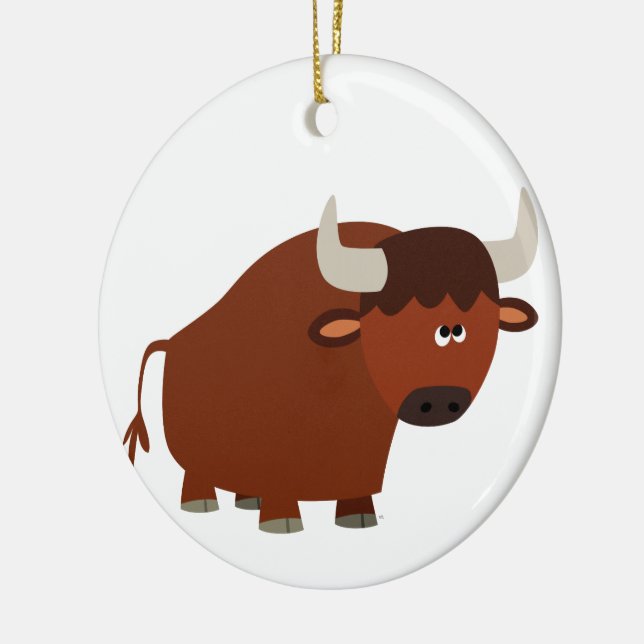 Cute Shy Cartoon Bull Ornament (Left)