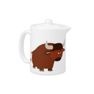 Cute Shy Cartoon Bull Teapot