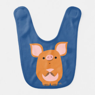 Cute Shy Cartoon Pig Baby Bib