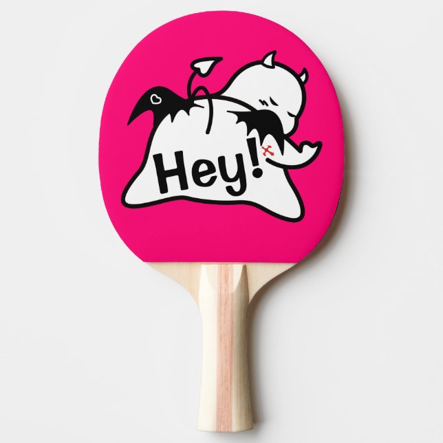 Cute Shy Devil in LOVE Ping-Pong Paddle (Front)