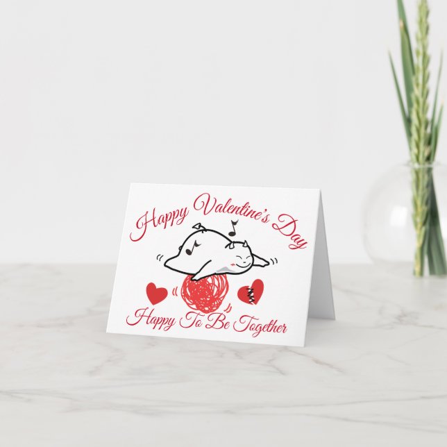 Cute Shy Devil with LOVES Happy Valentime's Day Holiday Card (Front)