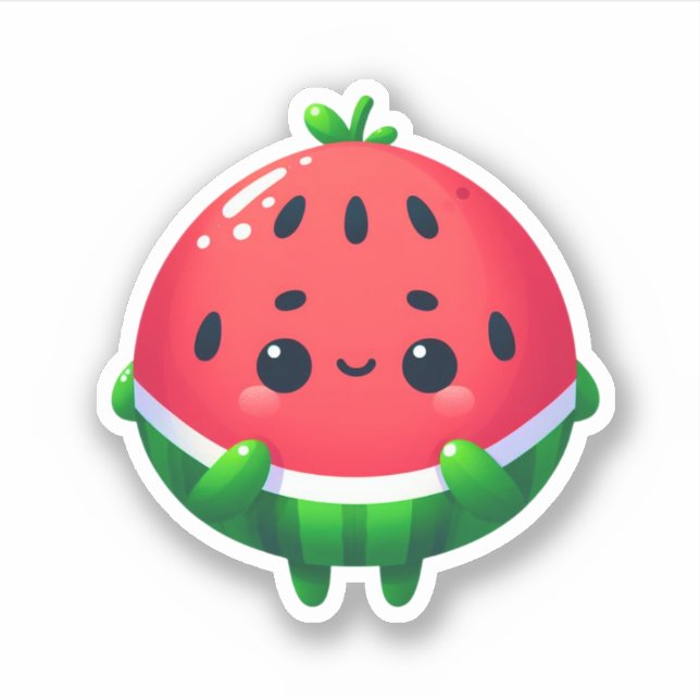 cute shy kawaii watermelon fruit sticker (Front)