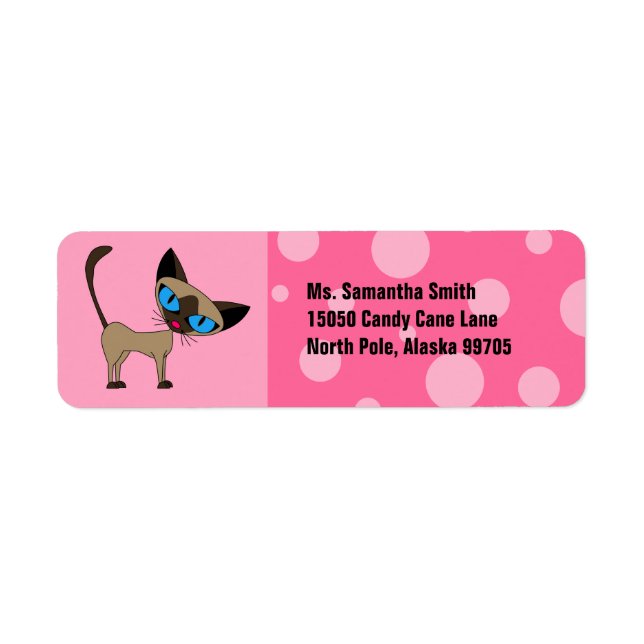 Cute Siamese 2 Cat Pink Return Address Label (Front)