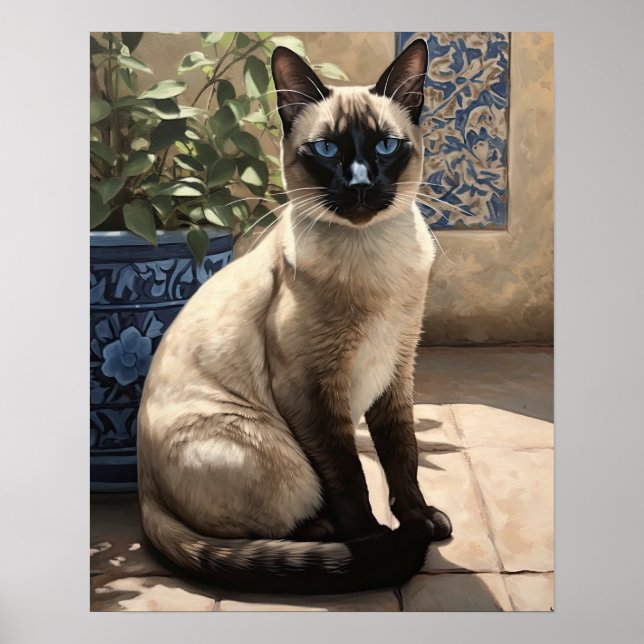 Cute Siamese Cat Art Print Poster (Front)