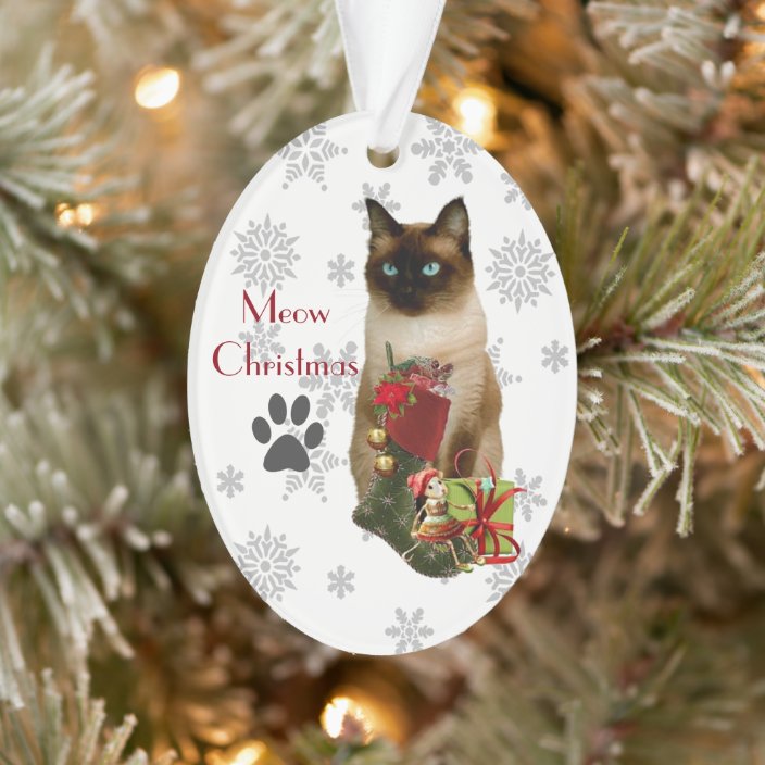 Cute Siamese Cat Christmas Ornament Zazzle Com