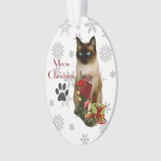 Cute Siamese Cat Christmas Ornament